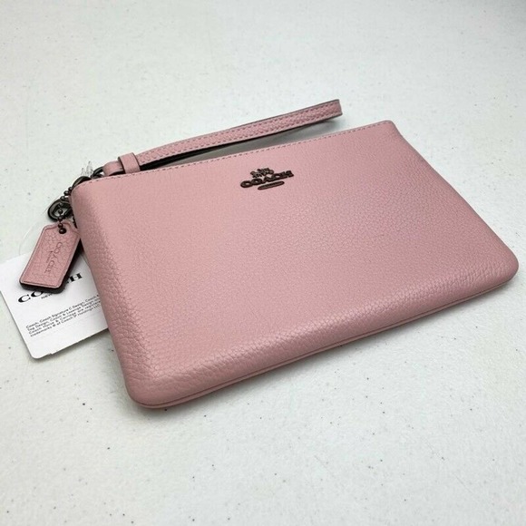 Coach Polished Pebble Leather Small Wristlet Pink - Picture 6 of 9